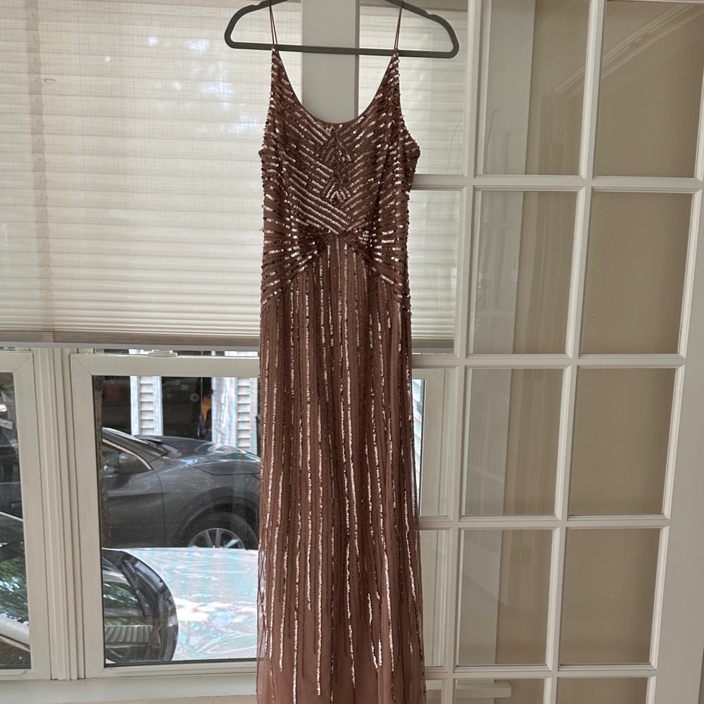 Elegant Sequin Evening Gown in Blush